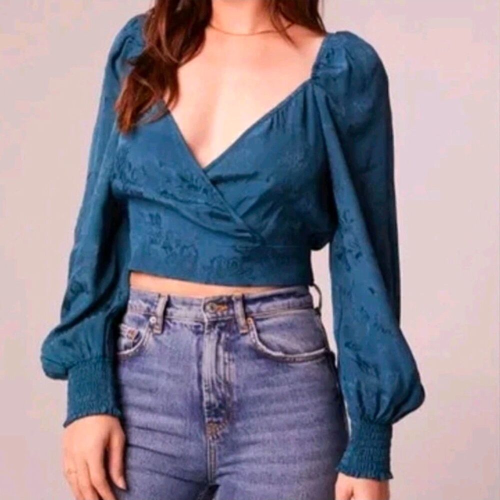 Band of the Free Deep Teal Camille Crossover Top Size XS NWT